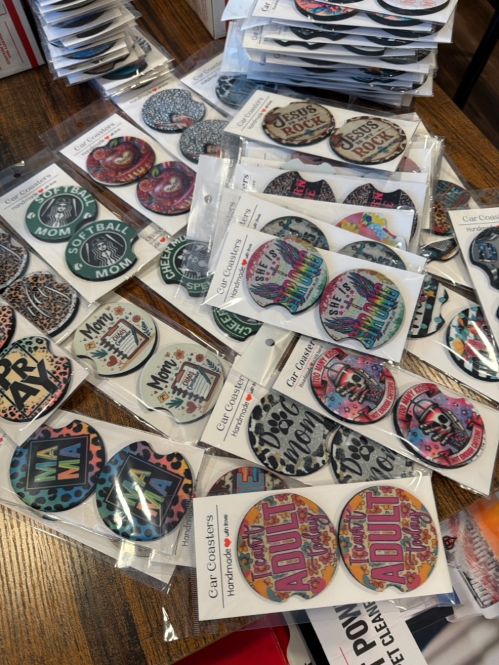 100 pcs of Handmade Multi-Design Round Car Coaster Set - Colorful/ Random/
